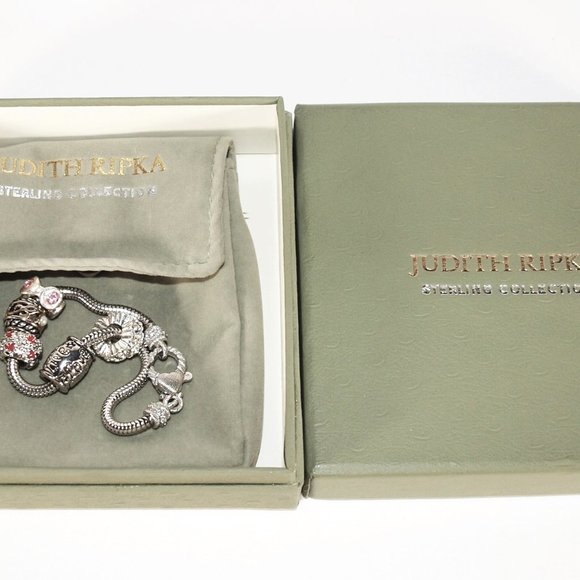 Judith Ripka Sterling Collection Multi Charm Bracelet with 5 Charms /Troll Beads - Picture 2 of 5